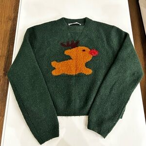 Zara Rudolf The Red Nosed Reindeer Green Sweater | Size S